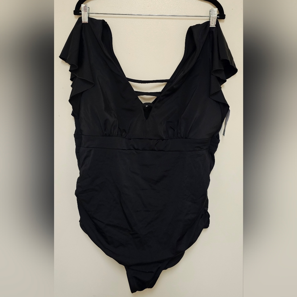 Cacique (Lane Bryant) Black One Piece Bathing Suit Size 20 NWT